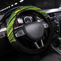 Cook Islands Rugby League Steering Wheel Cover Polynesian and Tatau Tribal Art - Black Color