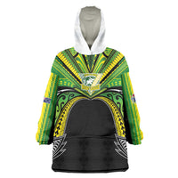 Cook Islands Rugby League Custom Wearable Blanket Hoodie Polynesian and Tatau Tribal Art - Black Color