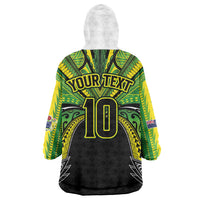 Cook Islands Rugby League Custom Wearable Blanket Hoodie Polynesian and Tatau Tribal Art - Black Color