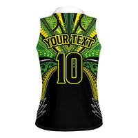 Cook Islands Rugby League Custom Women Sleeveless Polo Shirt Polynesian and Tatau Tribal Art - Black Color