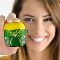 Cook Islands Rugby League AirPods Case Polynesian and Tatau Tribal Art - Green Color