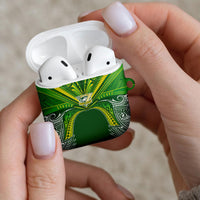Cook Islands Rugby League AirPods Case Polynesian and Tatau Tribal Art - Green Color