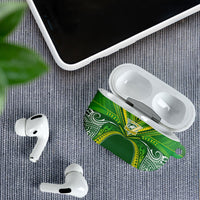 Cook Islands Rugby League AirPods Case Polynesian and Tatau Tribal Art - Green Color