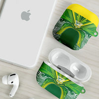 Cook Islands Rugby League AirPods Case Polynesian and Tatau Tribal Art - Green Color