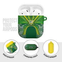 Cook Islands Rugby League AirPods Case Polynesian and Tatau Tribal Art - Green Color