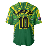 Cook Islands Rugby League Custom Baseball Jersey Polynesian and Tatau Tribal Art - Green Color