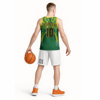 Cook Islands Rugby League Custom Basketball Jersey Polynesian and Tatau Tribal Art - Green Color
