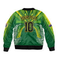 Cook Islands Rugby League Custom Bomber Jacket Polynesian and Tatau Tribal Art - Green Color