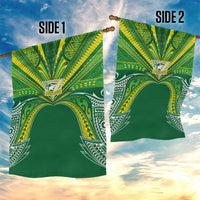 Cook Islands Rugby League Garden Flag Polynesian and Tatau Tribal Art - Green Color