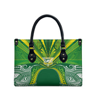 Cook Islands Rugby League Leather Bag Polynesian and Tatau Tribal Art - Green Color