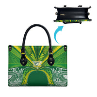 Cook Islands Rugby League Leather Bag Polynesian and Tatau Tribal Art - Green Color