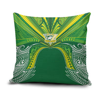 Cook Islands Rugby League Pillow Cover Polynesian and Tatau Tribal Art - Green Color