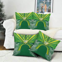 Cook Islands Rugby League Pillow Cover Polynesian and Tatau Tribal Art - Green Color