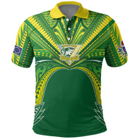 Cook Islands Rugby League Custom Polo Shirt Polynesian and Tatau Tribal Art - Green Color