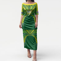 Cook Islands Rugby League Custom Puletasi Polynesian and Tatau Tribal Art - Green Color