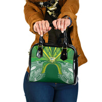 Cook Islands Rugby League Shoulder Handbag Polynesian and Tatau Tribal Art - Green Color