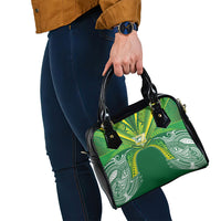 Cook Islands Rugby League Shoulder Handbag Polynesian and Tatau Tribal Art - Green Color