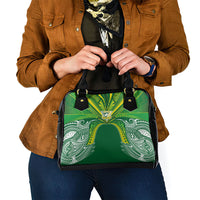 Cook Islands Rugby League Shoulder Handbag Polynesian and Tatau Tribal Art - Green Color