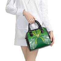 Cook Islands Rugby League Shoulder Handbag Polynesian and Tatau Tribal Art - Green Color