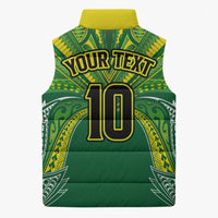 Cook Islands Rugby League Custom Sleeveless Puffer Jacket Polynesian and Tatau Tribal Art - Green Color