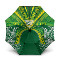 Cook Islands Rugby League Umbrella Polynesian and Tatau Tribal Art - Green Color