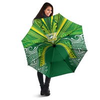 Cook Islands Rugby League Umbrella Polynesian and Tatau Tribal Art - Green Color