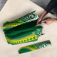 Cook Islands Rugby League Umbrella Polynesian and Tatau Tribal Art - Green Color