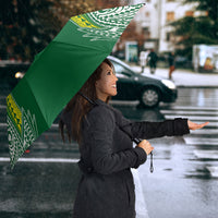 Cook Islands Rugby League Umbrella Polynesian and Tatau Tribal Art - Green Color