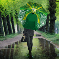 Cook Islands Rugby League Umbrella Polynesian and Tatau Tribal Art - Green Color