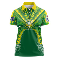 Cook Islands Rugby League Custom Women Polo Shirt Polynesian and Tatau Tribal Art - Green Color