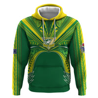 Cook Islands Rugby League Custom Zip Hoodie Polynesian and Tatau Tribal Art - Green Color