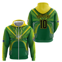 Cook Islands Rugby League Custom Zip Hoodie Polynesian and Tatau Tribal Art - Green Color