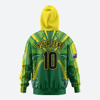 Cook Islands Rugby League Custom Zip Hoodie Polynesian and Tatau Tribal Art - Green Color