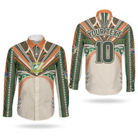 Cook Islands Rugby League Custom Couples Matching Summer Maxi Dress and Long Sleeve Button Shirt Polynesian and Tatau Tribal Art - Retro Palette LT03 - Polynesian Pride