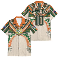 Cook Islands Rugby League Custom Family Matching Off Shoulder Short Dress and Hawaiian Shirt Polynesian and Tatau Tribal Art - Retro Palette LT03 Dad's Shirt - Short Sleeve Multicolor - Polynesian Pride
