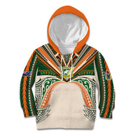 Cook Islands Rugby League Custom Kid Hoodie Polynesian and Tatau Tribal Art - Retro Palette