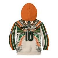 Cook Islands Rugby League Custom Kid Hoodie Polynesian and Tatau Tribal Art - Retro Palette