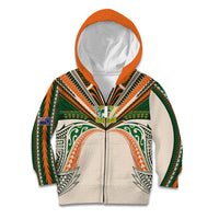 Cook Islands Rugby League Custom Kid Hoodie Polynesian and Tatau Tribal Art - Retro Palette