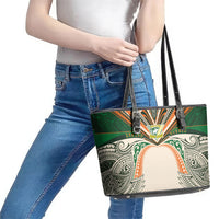 Cook Islands Rugby League Leather Tote Bag Polynesian and Tatau Tribal Art - Retro Palette
