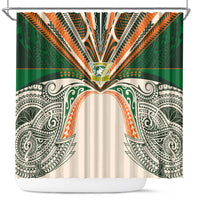 Cook Islands Rugby League Shower Curtain Polynesian and Tatau Tribal Art - Retro Palette