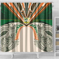 Cook Islands Rugby League Shower Curtain Polynesian and Tatau Tribal Art - Retro Palette
