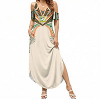 Cook Islands Rugby League Custom Summer Maxi Dress Polynesian and Tatau Tribal Art - Retro Palette