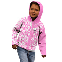 Hawaii Kauai Island Kid Hoodie Hibiscus Pattern Seamless Tribal Simple Pink LT03 - Polynesian Pride