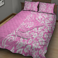 Hawaii Kauai Island Quilt Bed Set Hibiscus Pattern Seamless Tribal Simple Pink LT03 - Polynesian Pride