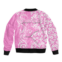 Custom Hawaii Kauai Island Bomber Jacket Hibiscus Pattern Seamless Tribal Simple Pink LT03 - Polynesian Pride
