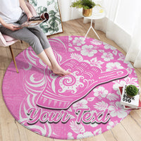 Custom Hawaii Kauai Island Round Carpet Hibiscus Pattern Seamless Tribal Simple Pink LT03 - Polynesian Pride