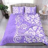 Hawaii Kauai Island Bedding Set Hibiscus Pattern Seamless Tribal Simple Purple LT03 - Polynesian Pride