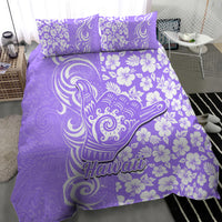 Hawaii Kauai Island Bedding Set Hibiscus Pattern Seamless Tribal Simple Purple LT03 - Polynesian Pride