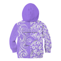 Hawaii Kauai Island Kid Hoodie Hibiscus Pattern Seamless Tribal Simple Purple LT03 - Polynesian Pride