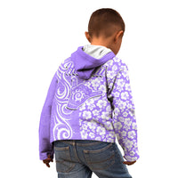 Hawaii Kauai Island Kid Hoodie Hibiscus Pattern Seamless Tribal Simple Purple LT03 - Polynesian Pride